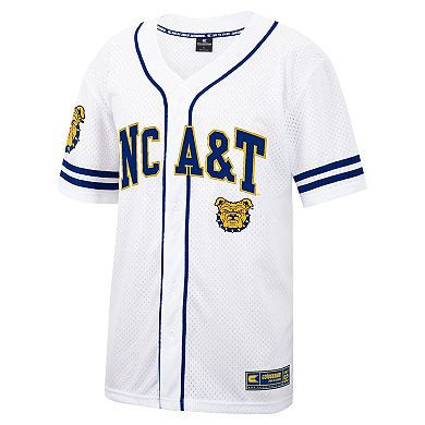 Men's Colosseum White North Carolina A&T Aggies Free Spirited Mesh Button-Up Baseball Jersey