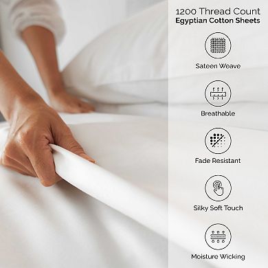 SUPERIOR Egyptian Cotton 1200 Thread Count Solid 4-pc. Deep Pocket Sheet Set