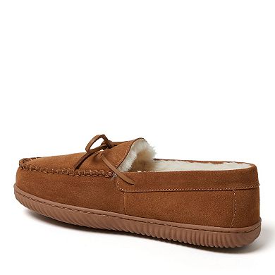 Dearfoams Douglas Men's Suede Tie Top Moccasin Slippers