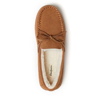 Dearfoams Douglas Men's Suede Tie Top Moccasin Slippers