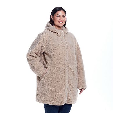 Plus Size Weathercast Hooded Sherpa Fleece Jacket