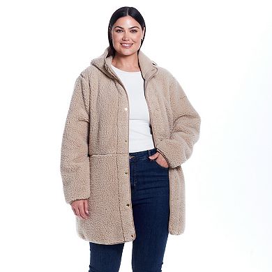 Plus Size Weathercast Hooded Sherpa Fleece Jacket