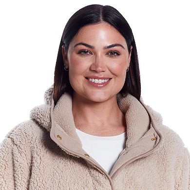 Plus Size Weathercast Hooded Sherpa Fleece Jacket