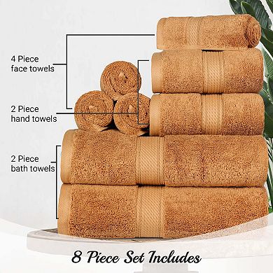 SUPERIOR 8-Piece Highly Absorbent Egyptian Cotton Towel Set