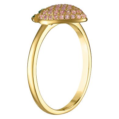 14k Gold over Sterling Silver Cubic Zirconia Strawberry Ring