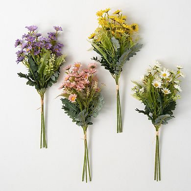 Sullivan's Artificial 19.5" Cheery-Colored Daisy Bush Bouquets 4-Piece Set