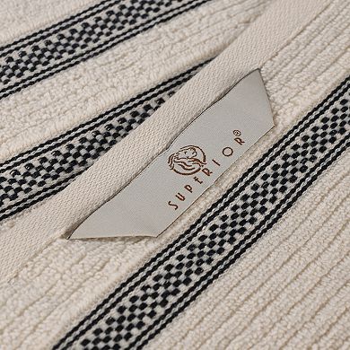 SUPERIOR Zero Twist Cotton Ribbed Geometric Border Absorbent 8-Piece Towel Set