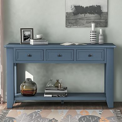 Modern Console Table With 3 Drawers And 1 Shelf