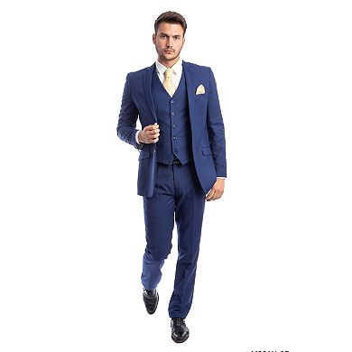 Men's 3pc Solid Suit, Notch Lapel