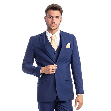 Men's 3pc Solid Suit, Notch Lapel