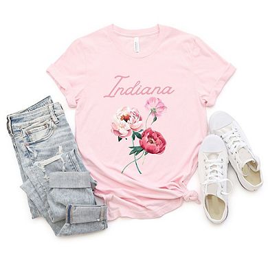 Indiana Flower Colorful Short Sleeve Graphic Tee