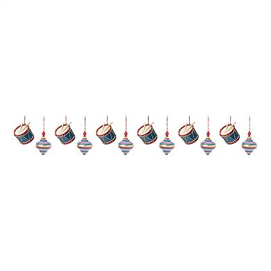 Toy Drum And Top Spinner Ornament (Set Of 12)