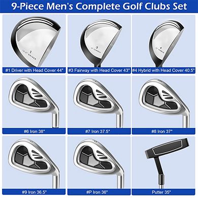 Men's 9 Pieces Complete Golf Club Set