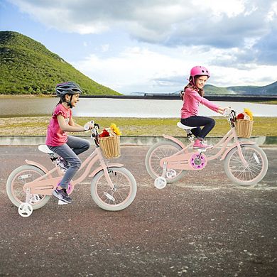 Kids Bike With Training Wheels And Adjustable Handlebar Seat