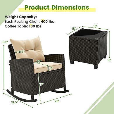 Rocker Chairs with Tempered Glass Table