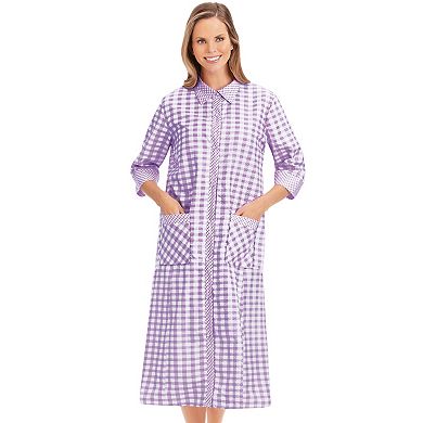 Collections Etc Pretty Pastel Gingham Check Print Snap Front Robe