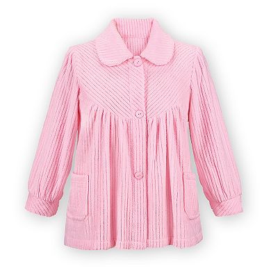 Collections Etc Soft Fleece Full-button Front Bed Jacket With Pockets