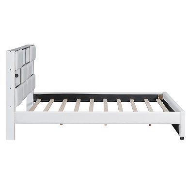 Merax Upholstered Platform Bed With Led, Storage And Usb