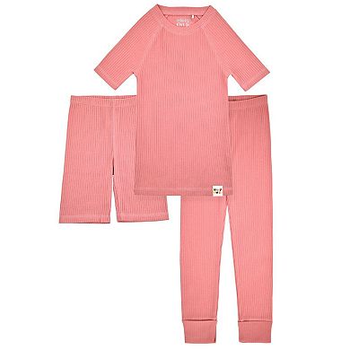 Sleep On It 100% Organic Cotton Rib Knit Snug-fit 4 &amp; 6-piece Pajama Sets For Girls - Toddler