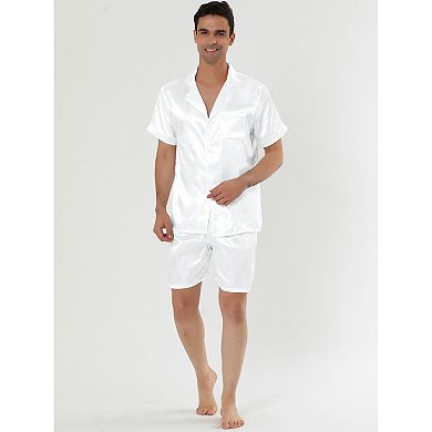 Men's Pajama Sets Short Sleeve Nightwear Top And Pants Loungewear