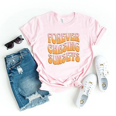 Forever Chasing Sunsets Wavy Short Sleeve Graphic Tee