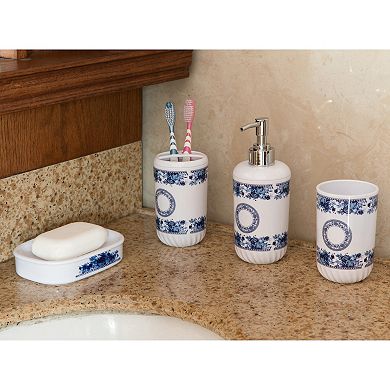 4 Piece Bathroom Accessory Set - Includes Soap Dispenser, Toothbrush Holder, Tumbler, And Soap Dish