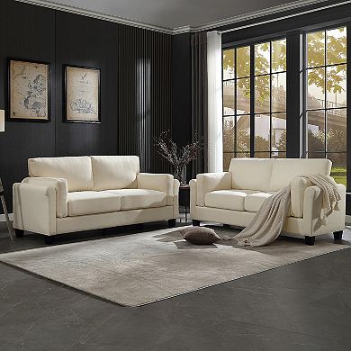 Morden Fort Living Room Sofa Set, Mid-century Modern Comfy Living Room Couch+loveseat Set
