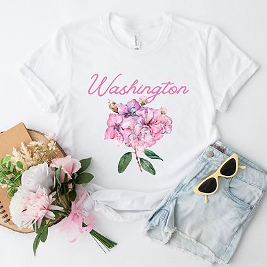 Washington Flower Colorful Short Sleeve Graphic Tee