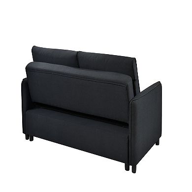 F.c Design 1 In 1 Convertible Sleeper Bed, Modern Fabric Loveseat Futon Sofa Couch W/pullout Bed