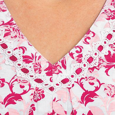 Collections Etc Stylish 2-piece Knit Floral Print Capri Pajama Set