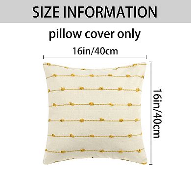 2 Pcs Cushion Farmhouse Decorative Throw Pillow Covers Neutral Pillowcases Home Decor 16" X 16"