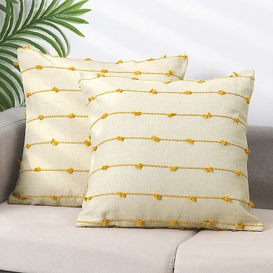 2 Pcs Cushion Farmhouse Decorative Throw Pillow Covers Neutral Pillowcases Home Decor 16" X 16"