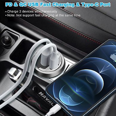 2pcs 100w Car Charger - Qc4.0, Pd3.0 - Dual Port Cigarette Lighter - Iphone14,13,12, Ipad, Samsung