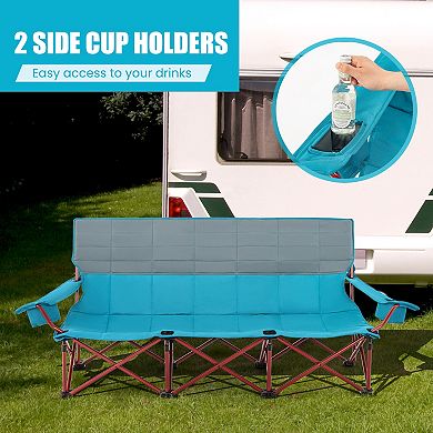 Oversized Camping Chair Folding Loveseat Camping Couch With Cup Holders & Thick Padding.