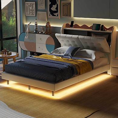 Merax Platform Bed Frame With Led Light Strips