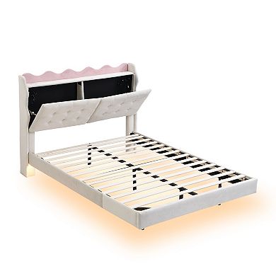 Merax Platform Bed Frame With Led Light Strips