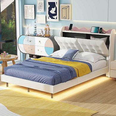 Merax Platform Bed Frame With Led Light Strips