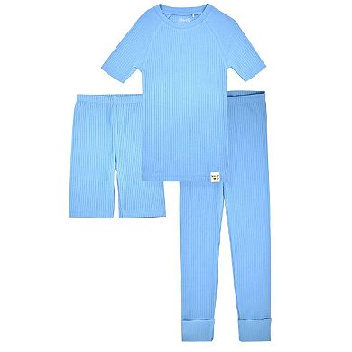 Sleep On It 100% Organic Cotton Rib Knit Snug-fit Multi Piece Pajama Set For Girls