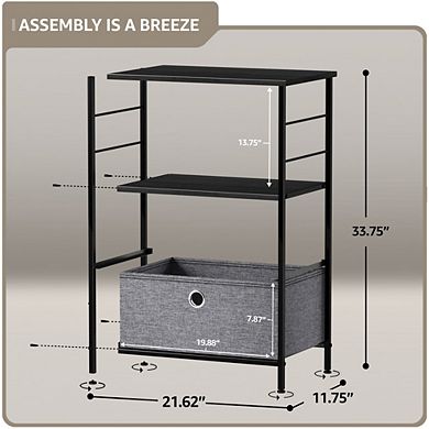 Sorbus 2 Drawer Nightstand - With Steel Frame, Wood Top, Handles, Fabric Bins