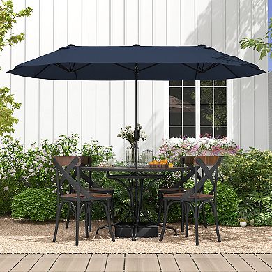 13 Feet Double-sided Patio Twin Table Umbrella With Crank Handle