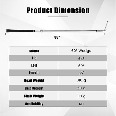 Golf Sand Wedge 60 Degree Gap Lob Wedge With Grooves Right Handed-60 Degrees