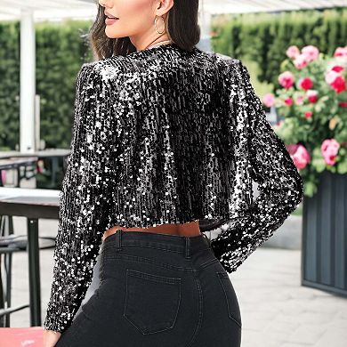 Women's Sequin Bedazzled Long Sleeve Bolero