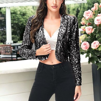 Women's Sequin Bedazzled Long Sleeve Bolero