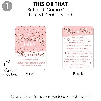 Big Dot Of Happiness Pink Rose Gold Birthday - 4 Party Games 10 Cards Each - Gamerific Bundle