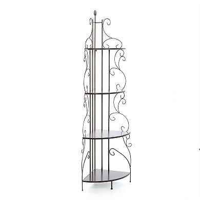 Ornate 4-tier Metal Corner Bakers Rack Kitchen Dining Shelf