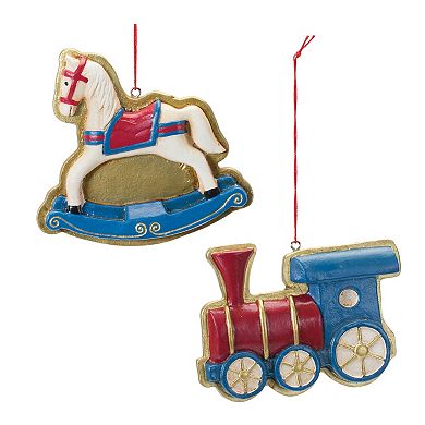 Rocking Horse And Toy Train Ornament (Set Of 12)