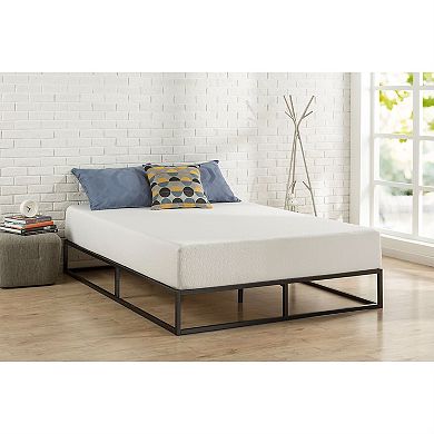 King Size Modern 10-inch Low Profile Metal Platform Bed Frame With Wood Slats