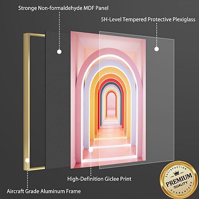 Full House 3 Panels Framed Canvas Wall Artoil Through The Arch 4 Paintings For Living Room Office