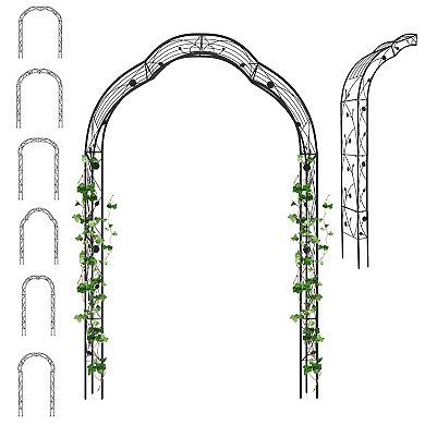 Garden Arch Arbor Trellis For Climbing Plants Roses Vines-Black