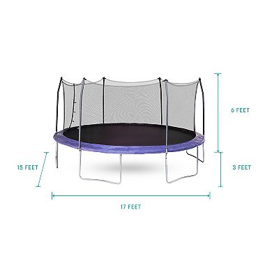 Skywalker Trampolines 17 Ft Blue Oval Outdoor Trampoline With Safety Net Enclosure, Astm Approval